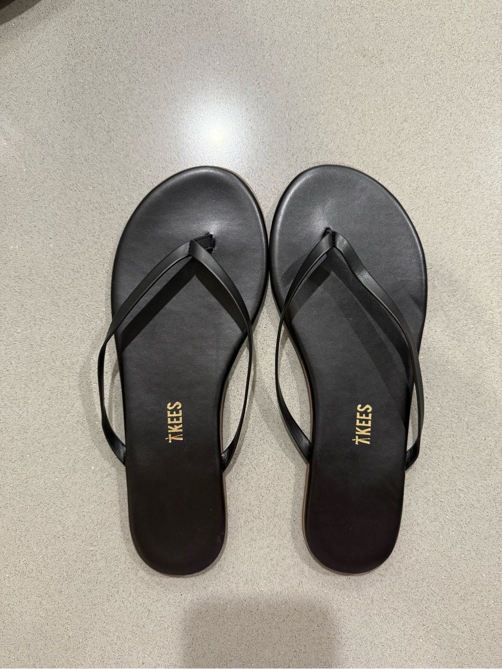 TKEES Black Thin-Strap Flip Flop Sandals